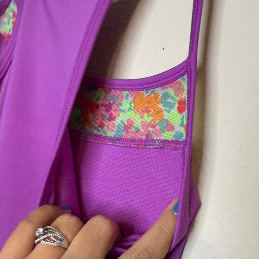 Nanette Lepore Vibrant Purple sports bra  with Floral Detail - Picture 4 of 5